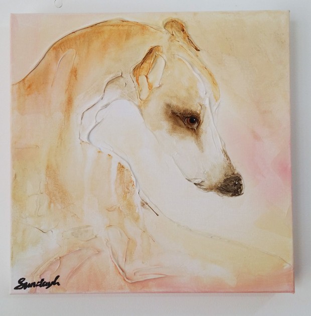 Fawn Rose Greyhound - an Acrylic painting by Abstract Artist SundayL