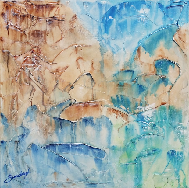 Mountain Rains - an Acrylic painting by Abstract Artist SundayL