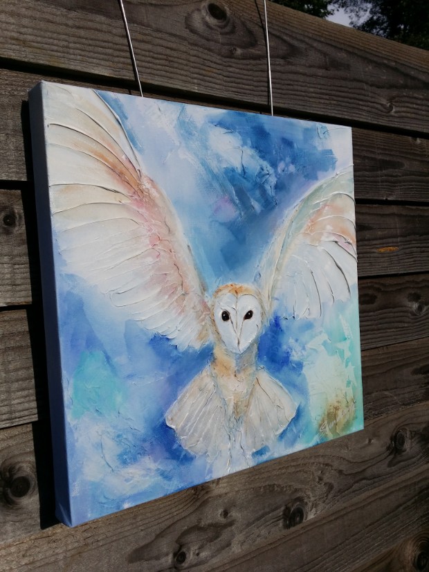 On Silent Wings by Artist SundayL - hanging