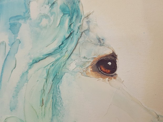 Gaze - A horse painting by SundayL Artist - eye detail