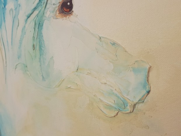 Gaze - A horse painting by SundayL Artist - nose detail