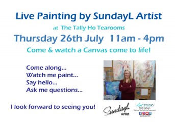 Live Painting by SundayL Artist at The Tally Ho Tearooms on Thursday 26th July 2018 11-4pm