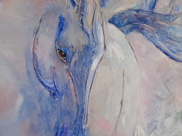 Swish - a horse painting by SundayLArtist - closeup