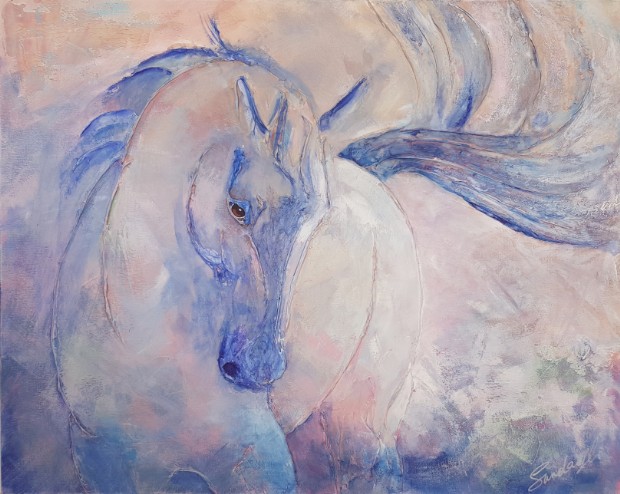 Swish - an equine acrylic painting by SundayLArtist